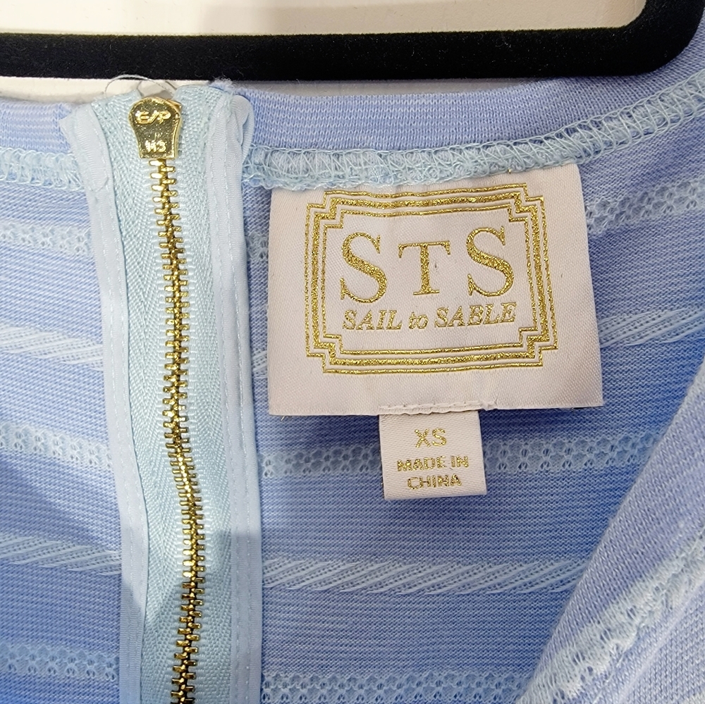 Sail To Sable Blue Striped Casual T-shirt Mini Dress Back Zip Size XS - Picture 4 of 7